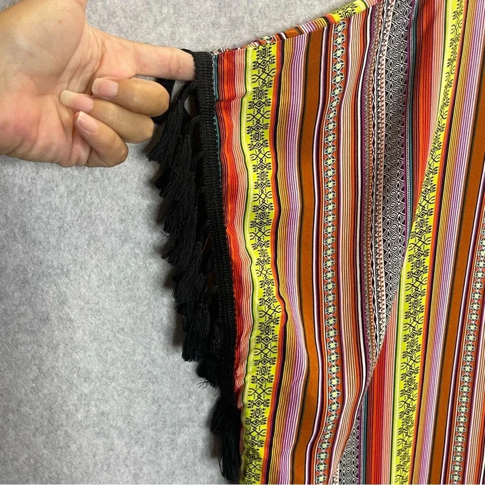 Wrangler Retro Tassle Multi Color Open Front Bohemian Rainbow Cardigan Topper - Picture 2 of 5